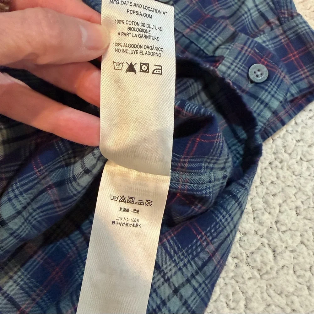Patagonia Organic Cotton Flannel‎ Plaid Button-Down Shirt | Men’s L | Blue & Red